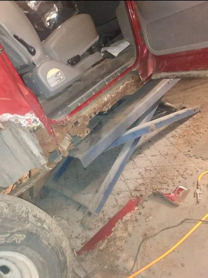 Red car before repair