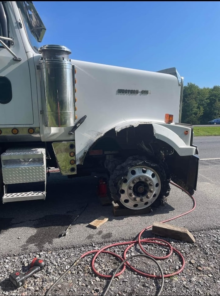 Semi truck before repair